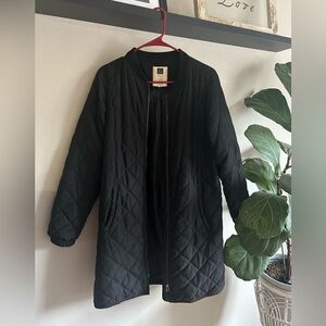 Quilted Long Black Jacket, size Medium